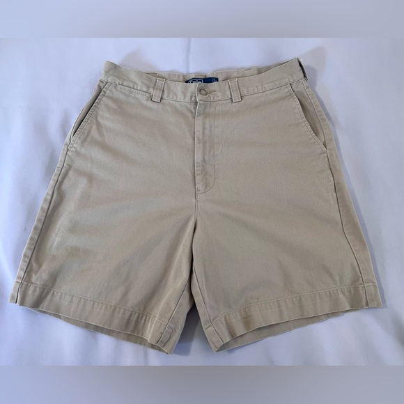 Polo Ralph Lauren Chino Shorts Mens 34 Beige Prospect‎ 9 inch inseam Flat Front - Picture 1 of 10